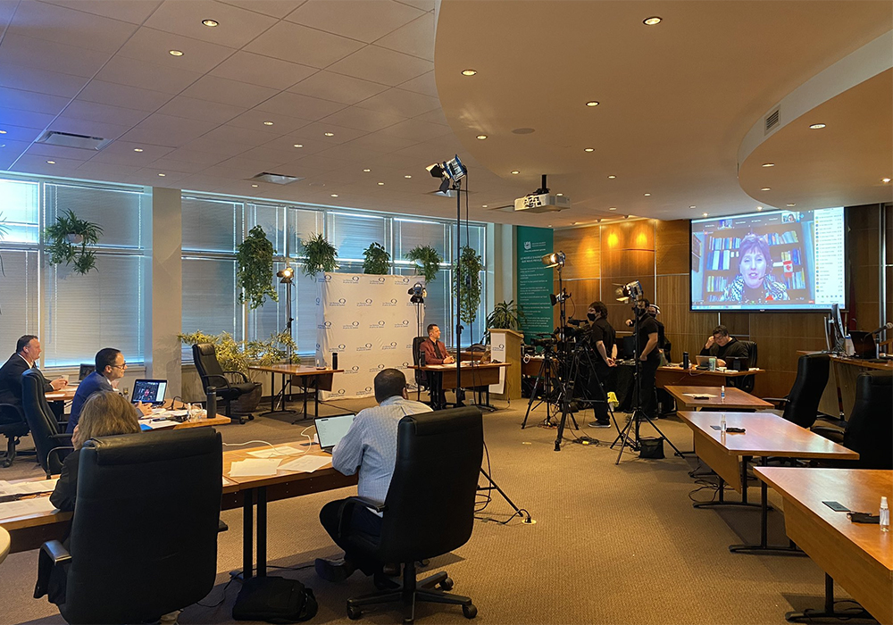 On November 5 federal ag minister Marie Claude Bibeau unveiled the Canadian Pork Promotion and Research Agency. Bibeau made the announcement, virtually, during the annual general meeting of Les Levers de porcs du Québec. Twitter/@EleveursPorcsQc photo