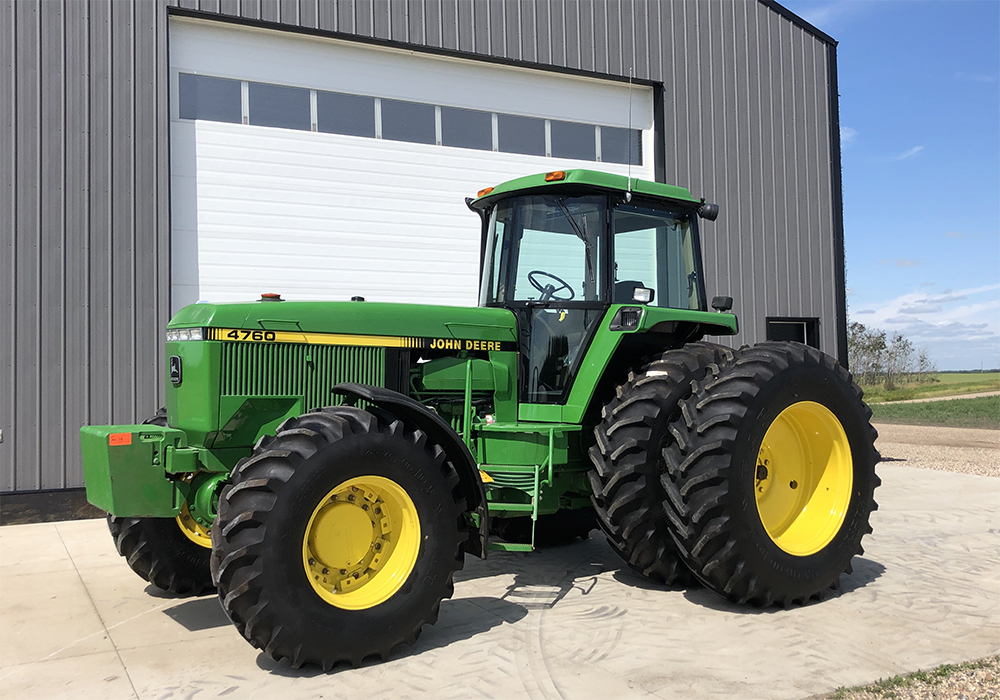 A 1992 JD 4760 with 3.6 actual hours sold at auction in Saskatchewan last month. | Twitter/@RitchieBros photo