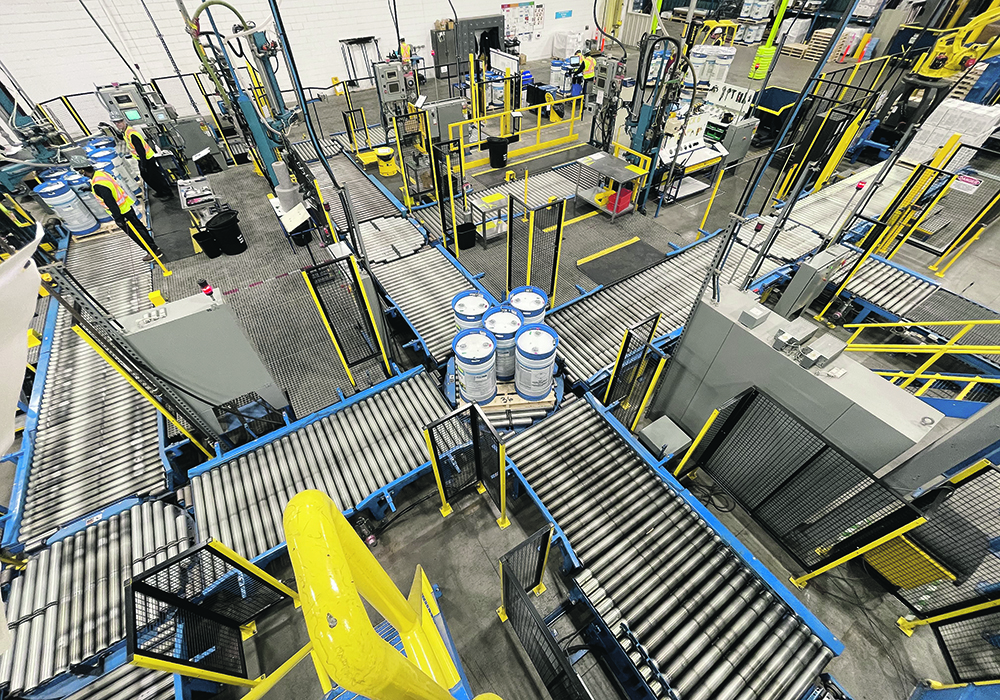 The packaging and raw material area at BASF’s production plant near Regina, which during peak production can output 600 to 800 pallets per day, was refurbished to segregate packaging lines by product.  | BASF photo
