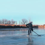 Noah Bergen skates on an outdoor area on a pond near Plum Coulee, Manitoba. | Dwain Bergen photo