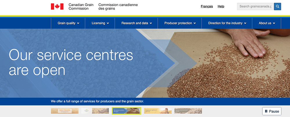 The federal government announced in Budget 2019 that the legislation, which sets out Canadian Grain Commission operations, would be reviewed. | Screencap via grainscanada.gc.ca