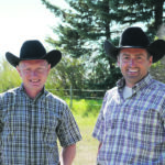Aaron Birch, left, and Joe Barnett established Twin View Livestock at Parkbeg, Sask., four years ago and have quickly risen to the top of the Gelbvieh show ranks. | Submitted photo