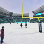 The ultimate outdoor rink has to be in Regina, where the football field at the Saskatchewan Roughriders’s Mosaic Stadium has been flooded and turned into a rink. | Twitter/@taroncochrane photo