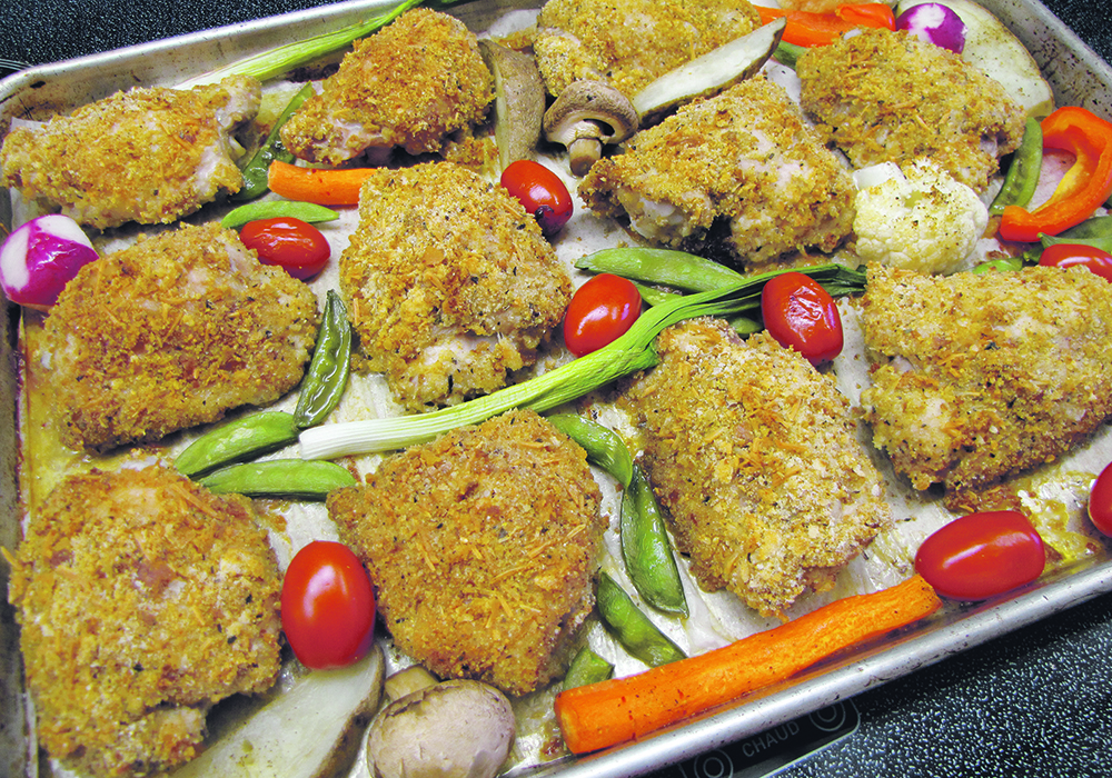 This sheet chicken and roasted vegetables dish is easily adapted to feed one or two or easily increased to feed a large number. | Betty Ann Deobald photo