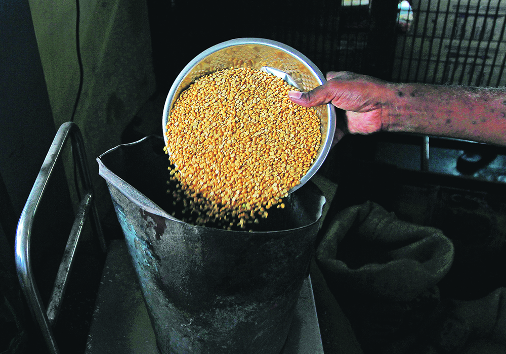 A man weighs lentils in a store in the southern Indian city of Chennai. India is forecast to import 950,000 tonnes of the crop in the 2020-21 marketing year.  | Reuters photo