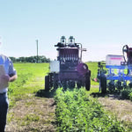 Farming Smarter's Ken Coles presents a 2020 trial with the strip tiller and Monosem precision planter in the background. | Farming Smarter photo