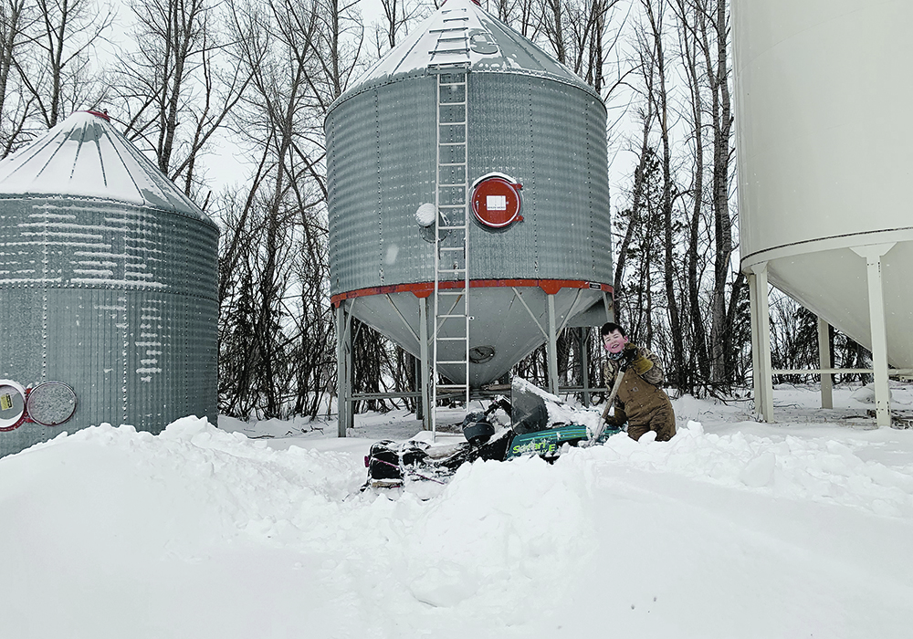 A spring snowstorm that hit eastern Saskatchewan and parts of Manitoba in mid-April proved too much for 10-year-old Jonny Kotylak’s snowmobile on his family’s farm near Kendal, Sask. It also provided temporary relief to large parts of the eastern Prairies and North Dakota, although the western Prairies saw little moisture and all of the northern Plains region continues to have a moisture deficit. | Andrea Kotylak photo