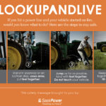 On April 23, SaskPower announced its annual "Look up and Live" campaign, reminding farmers to take an extra minute or two when operating machinery around power lines. | SaskPower graphic