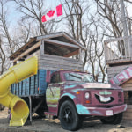 Barb and Dennis McAuley’s family have turned an old grain truck found at an estate sale a few years ago into playground equipment near Wetaskiwin, Alta. The couple started the McAuley Truck Box company in 1974, the year they were married. Dennis thinks this truck box was the sixth one the family made. A ladder up a hole cut through the truck box allows their grandchildren to climb into the box fort and down the slide. Also attached to the play truck are swings, a climbing wall and zip line. | Mary MacArthur photo