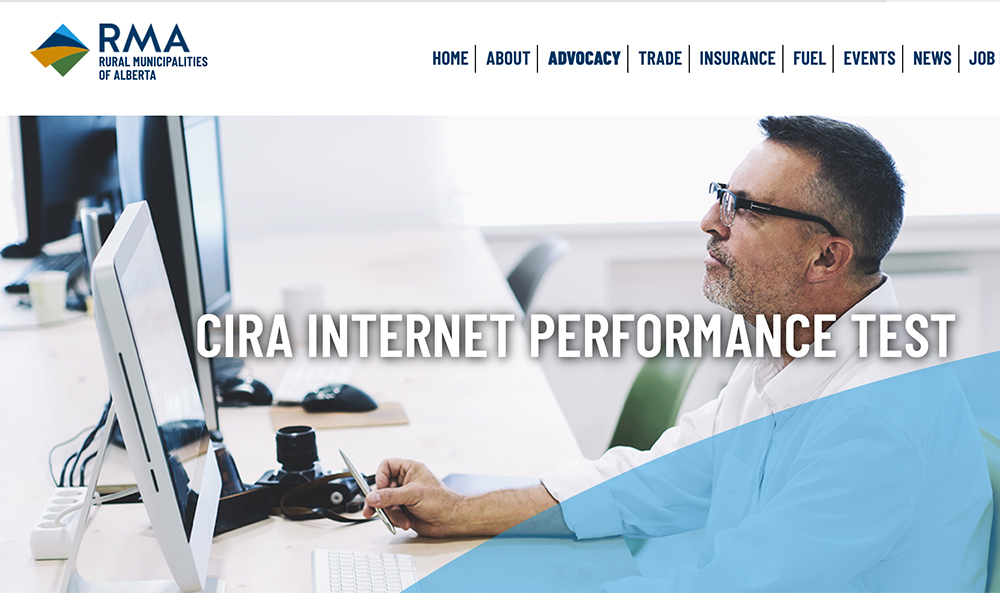 The federal government’s goal is to ensure all Canadians have access to broadband by 2030, with data download speeds of at least 50 megabytes per second (Mbps) and upload speeds of at least 10 Mbps. | Screencap via rmalberta.com