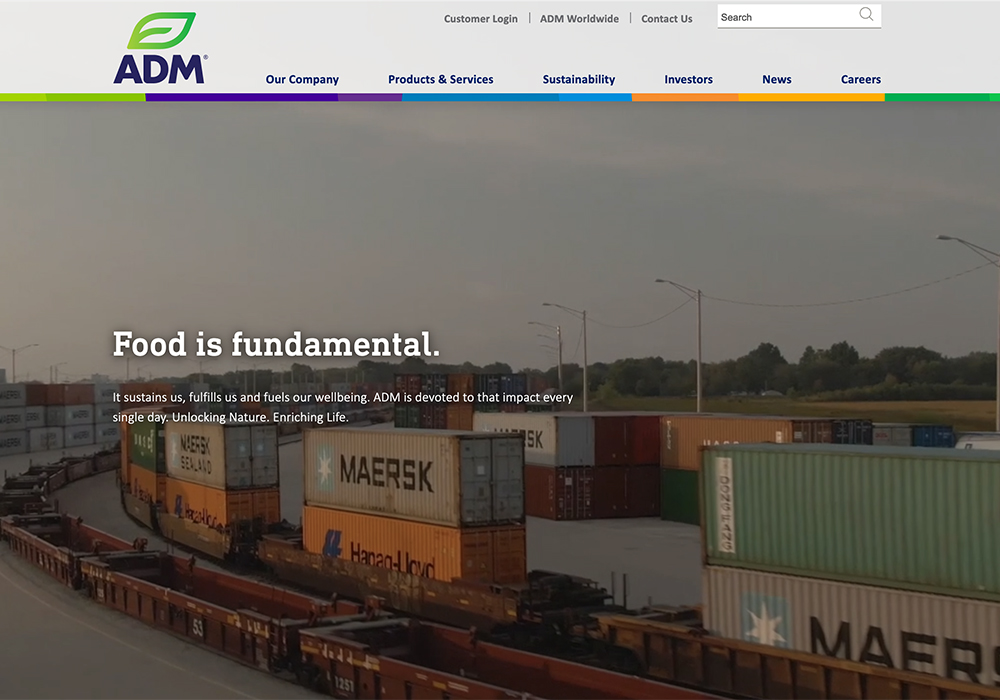 Quarterly profit jumped 76 percent as robust import demand from China and strong oilseed crushing margins boosted the American grains merchant’s core agricultural services and oilseeds unit. | Screencap via adm.com