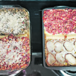 Jackie Kellington puts two recipes in one dish to give more variety for her field meals. A large noodle acts as a divider in the middle of the pan. | Jackie Kellington photo