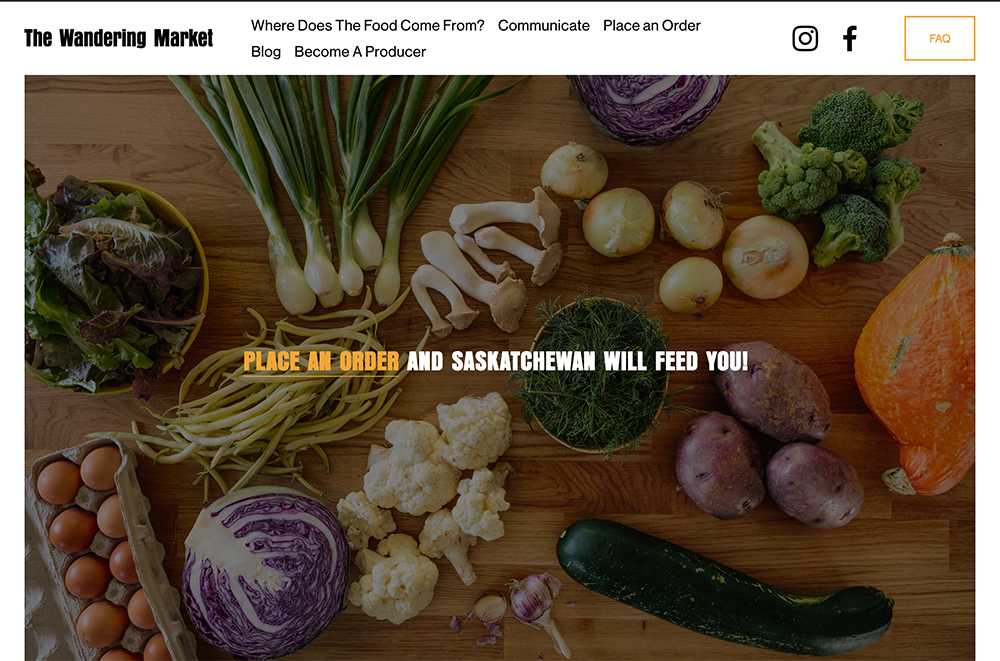 Located in Moose Jaw, Sask., the Wandering Market obtains produce and food from more than 100 producers throughout Saskatchewan. | Screencap via thewanderingmarket.com