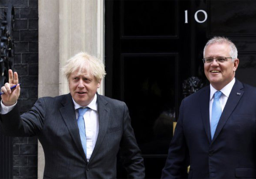 Britain said cars, Scotch whisky and confectionery would be cheaper to sell in Australia because of the agreement, which removes tariffs and reduces red tape. Aus-tralia said it was a “great win” for Australian agriculture. | Twitter/@Reuters photo