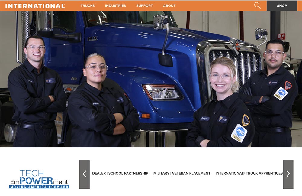 Students and faculty in the college’s Crooks School of Transportation will be provided with access to Navistar International Corp. and its International dealer network’s Tech Empowerment initiative. | Screencap via internationaltrucks.com