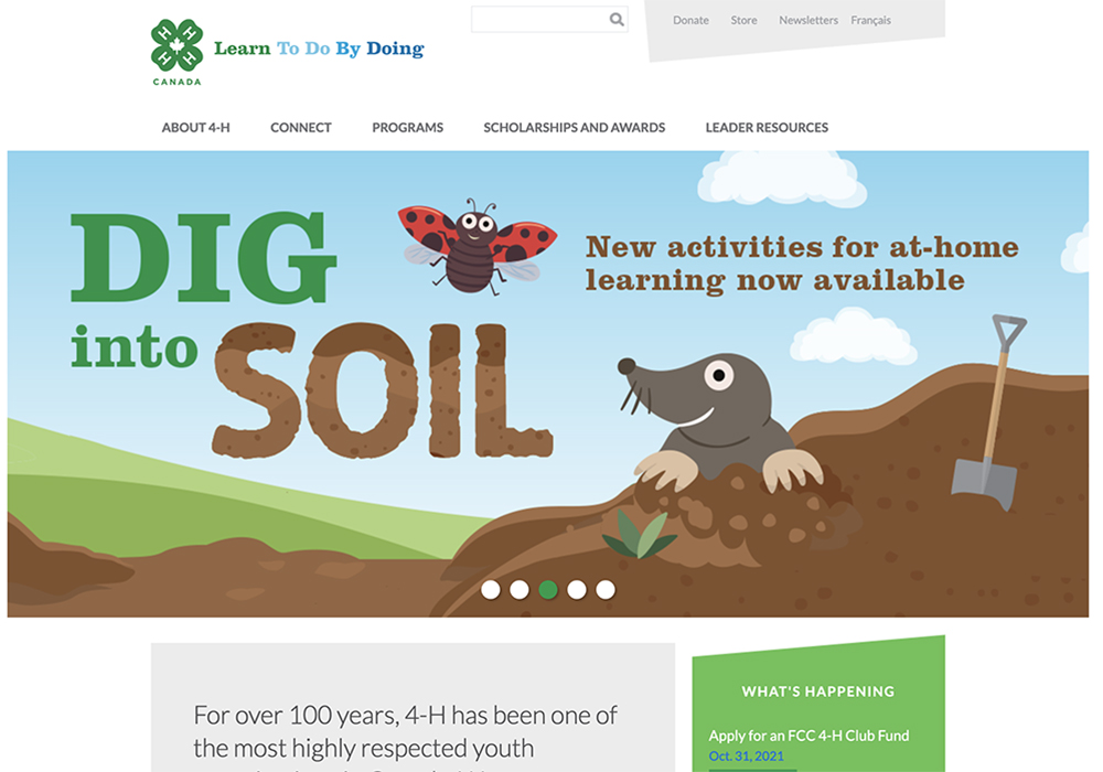 The fund totals $100,000 and is available in grants of up to $500 per 4-H club, district or region across Canada. | Screencap via 4-h-canada.ca