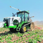 Bear Flag Robotics provides retrofited autonomous solutions for existing machinery. This Deere tractor is performing post-harvest tillage on a Californaia farm. | John Deere photo