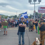 Comparing the pandemic fight to Hitler is not only a perverse defamation of those who suffered and died under that monster, it also doesn’t do their cause any favours. | Twitter/@ofaucher97 photo