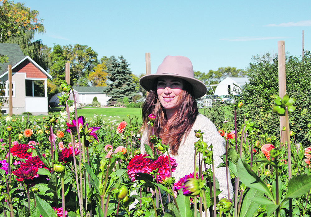 Fieldstone Farm is operated by Rachel Basaldua LePoudre on her parents' farm near Davidson, Sask. More than 200 varieties of dahlias, other flowers and an apple orchard fill two acres of the yard. | Karen Briere photo