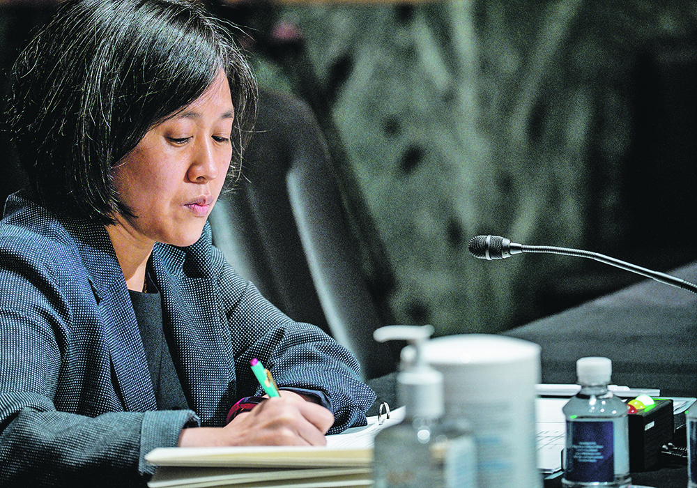 U.S. Trade Representative Katherine Tai, seen here testifying before the Senate finance committee in May, said in a recent speech that the government remains concerned over what she called China’s “state-centric and non-market trade practices.” | Reuters/Pete Marovich photo
