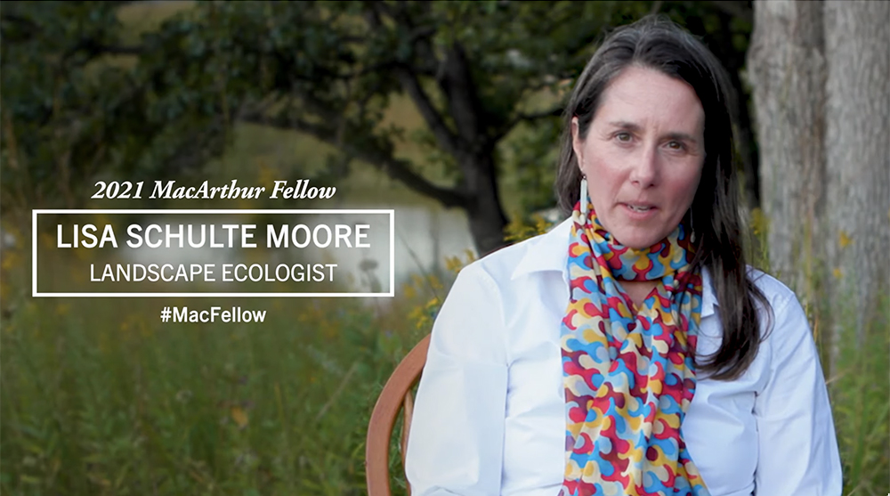 On Sept. 28, Lisa Shulte Moore, a landscape ecologist at Iowa State University, was recognized by the MacArthur Foundation for "working closely with farmers to build more sustainable and resilient agricultural systems." | Screencap via YouTube/macfound.org