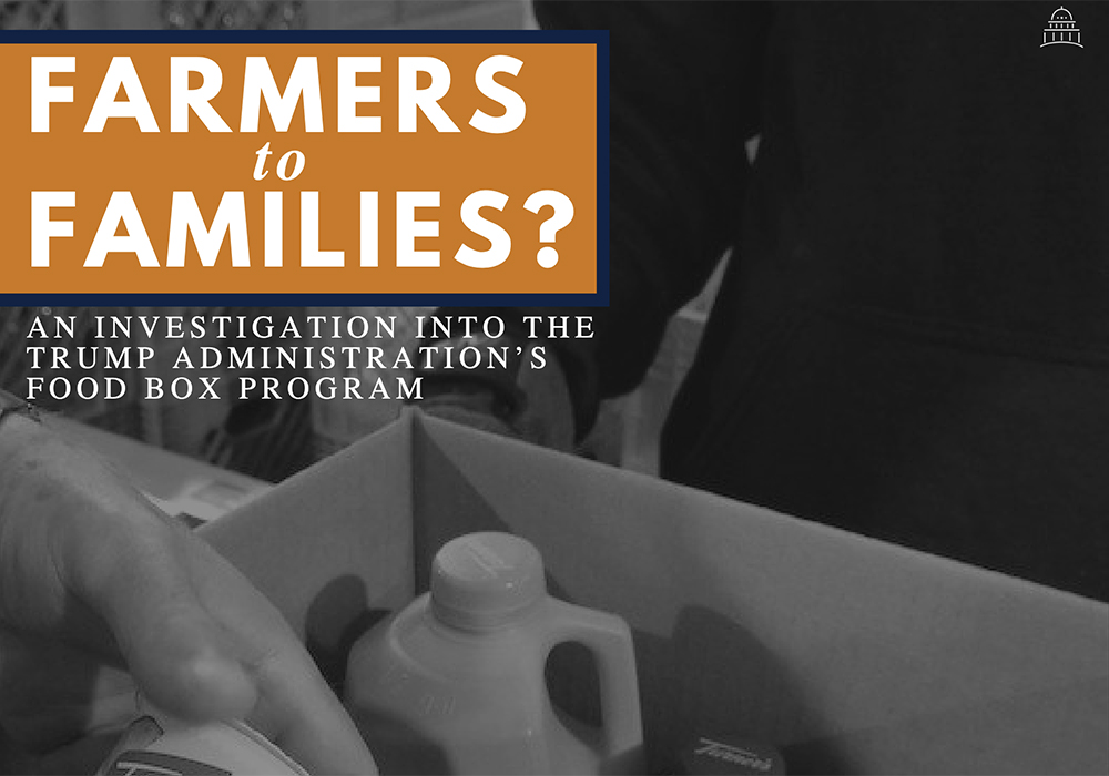 In releasing the “Farmers to Fami- lies” report Oct. 13, subcommittee chair James Clyburn noted the program “was marred by a structure that prioritized industry over families... cutting corners over competence, and... politics over the public good.” | Screencap via coronavirus.house.gov