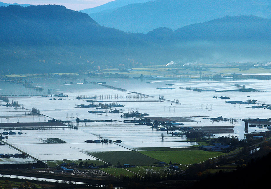 Flooding of farms is seen after rainstorms lashed the western Canadian province of British Columbia, triggering landslides and floods, shutting highways, in Abbottsford, British Columbia.  |  REUTERS/Jennifer Gauthier photo