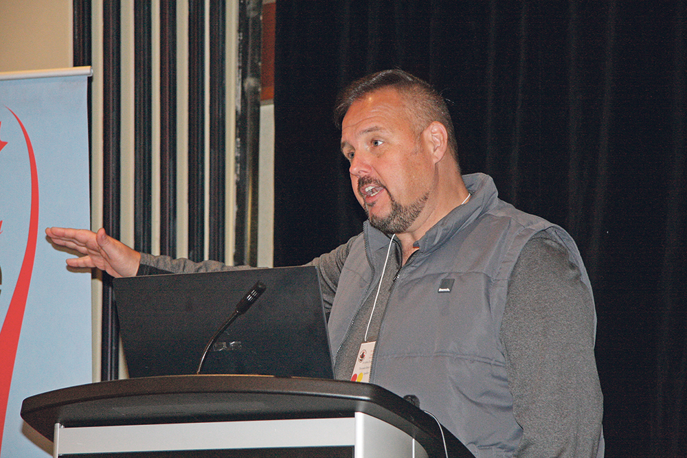 John Church, research chair in cattle sustainability, Thompson Rivers University, at the Canadian Bison Association annual conference in Regina. | KAREN BRIERE PHOTO