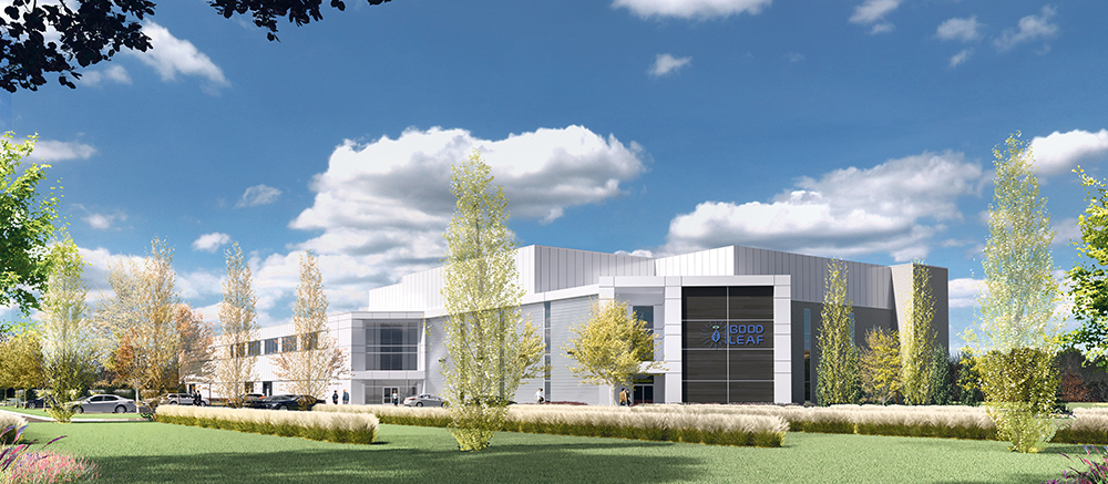 The planned 74,000 square-foot facility for Calgary is expected to be completed by the end of 2022. The warehouse-style operation will be about twice the size of the company’s flagship facility in Guelph, Ont.  |  Greenleaf illustration