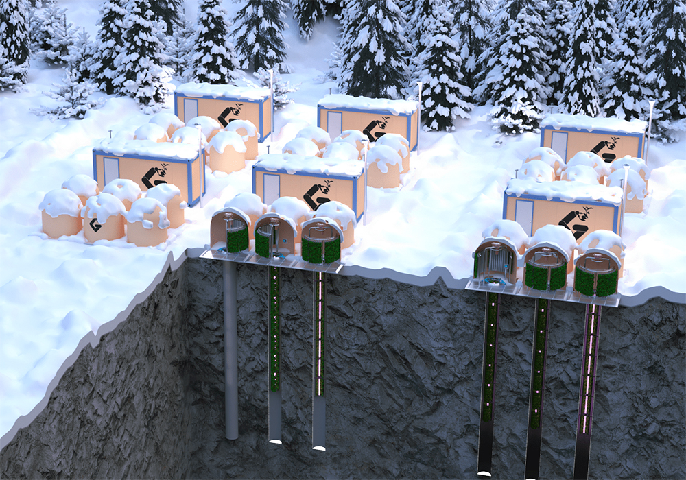 Green Forges of Montreal intends to tap the benefits of vertical farming, such as year-round production, high quality food and reduced water consumption, and deliberately bury them beneath the surface. | Screencap via greenforges.com