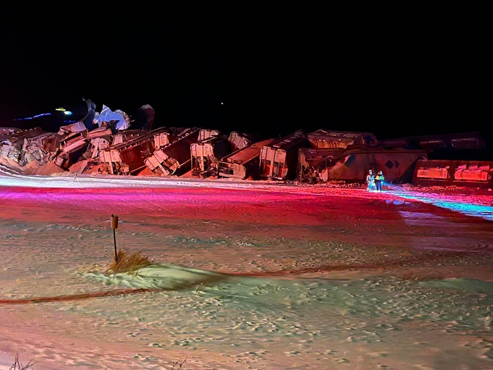 Train derailment near Craven, Saskatchewan on December 29, 2021. | Photo supplied by the Village of Craven.