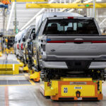 Ford's stock jumped more than 11 percent to its highest level since 2001 after the Detroit automaker said it will nearly double production capacity for its red-hot F-150 Lightning electric pickup to 150,000 vehicles. | Twitter/@BobHolycross photo