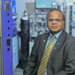 Ajay Dalai, a petrochemical engineer with the University of Saskatchewan, thinks canola-meal heating pellets have a promising future. | Photo courtesy of Canadian Light Source