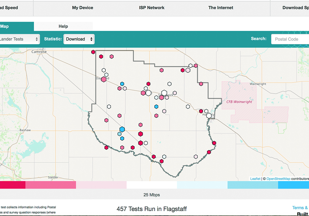 The results of Flagstaff County’s internet speed test are recorded anonymously and the data is accumulated to help the municipality build a case for better service. | Flagstaff County image