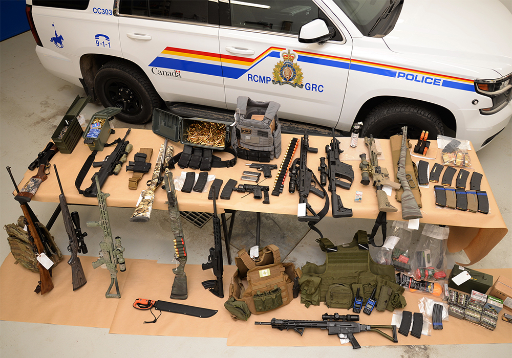 The end of the blockade came after RCMP arrested 14 individuals who made up an organized militant cell that had infiltrated the main protest group and had amassed a small arsenal of weapons. More charges are anticipated, according to RCMP chief superintendent Trevor Daroux, officer in command of the southern Alberta district. | RCMP photo