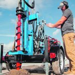 On deeper sampling below the normal root zone, soil might be sandy and loose, thus requiring a hollow stem auger. It creates a natural casing in the soil and protects the sample from contamination by the unstable surrounding soil. The centre rod and plug of a hollow stem auger can be removed, providing a clean path to insert a probe. | Little Beaver Manufacturing photo