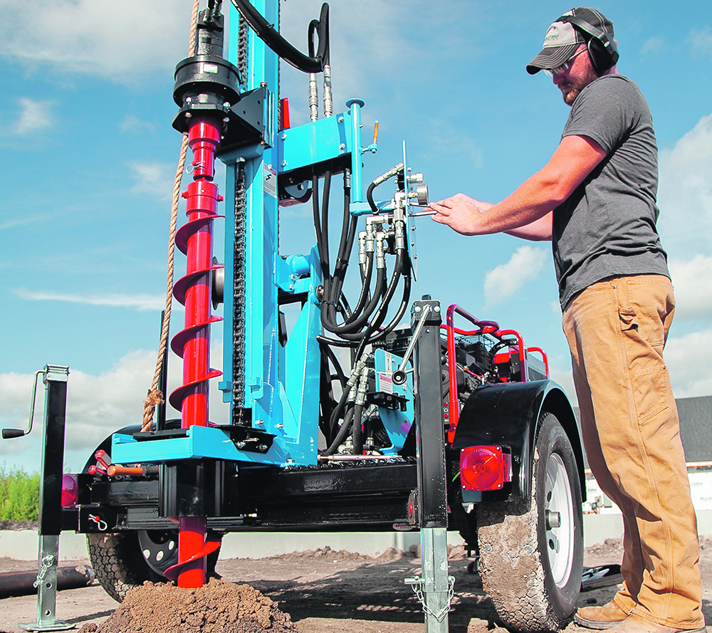 On deeper sampling below the normal root zone, soil might be sandy and loose, thus requiring a hollow stem auger. It creates a natural casing in the soil and protects the sample from contamination by the unstable surrounding soil. The centre rod and plug of a hollow stem auger can be removed, providing a clean path to insert a probe. | Little Beaver Manufacturing photo