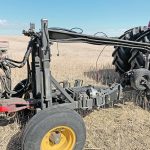 One often-overlooked benefit of sectional control is the reduction in diesel burned because draft is less when openers are lifted out of the soil. PAMI built an apparatus with load cells that measure the draft difference between various combinations of openers in ground and lifted out. The obvious outcome was that individual opener control provided the greatest fuel savings and the greatest agronomic benefit. | Katelyn Blechinger photo
