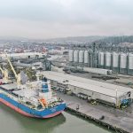 The Fraser Grain Terminal, located on the Fraser River in Surrey, B.C., has on-site storage of 74,000 tonnes, including 20 3,500-tonne steel storage bins and six 500-tonne bins for on-site container loading. | GrainsConnect Canada/FGT photo