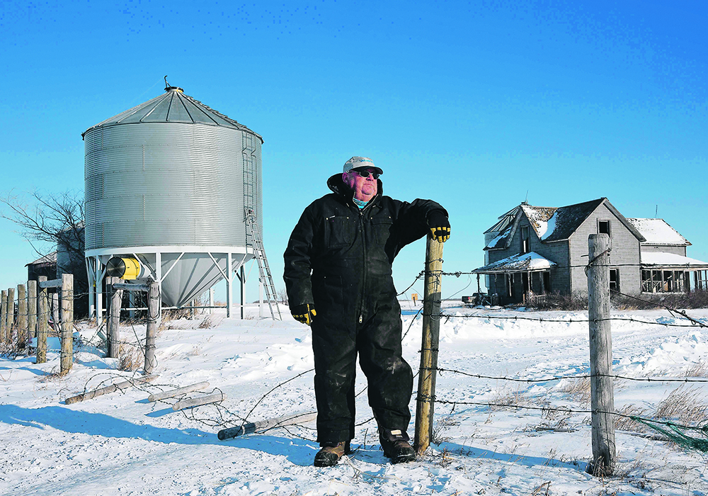 Miles Moore says someone stole $40,000 worth (1,800 bushels) of canola from this bin on his farm near Outlook, Sask.  |  William DeKay photo