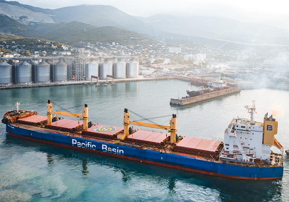Prices for wheat with 12.5 percent protein content for supply in May from the Black Sea ports were up USD$2 to USD$370 free on board (FOB) at the end of last week, IKAR said, adding that the price range remains wide. | Screencap via Port of Novorossiysk/gt-ksk.com