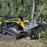 The original Loftness disc mulcher was popular with prairie farmers and ranchers to wanted to open new pasture lands or clean up existing over-grown pasture. The new Bad Ax upgrade fells trees up to 14 inches in diameter and mulches the wood down to ground level. | Loftness photo