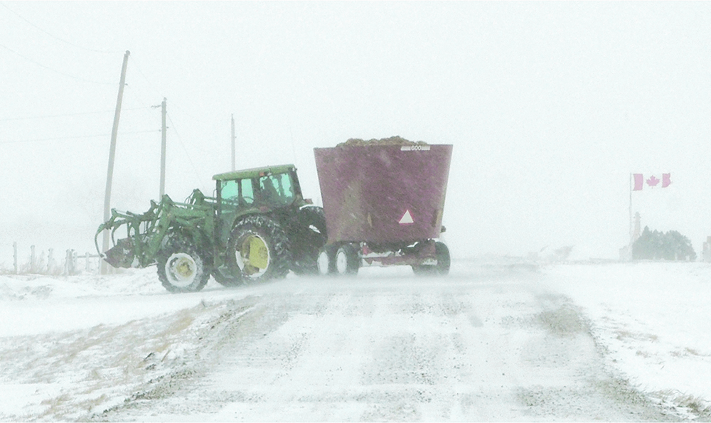 Winds reached 88 km-h and visibility at times was zero near Brandon, Man., April 13 on the first day of the storm. | Sandy Black photo