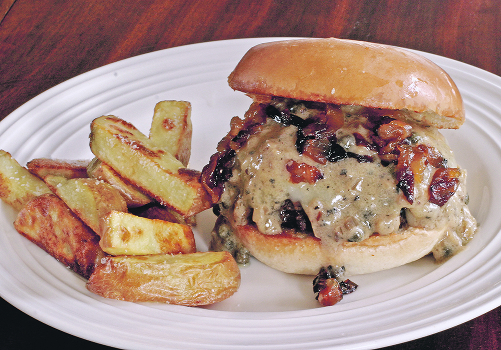 Burger au poivre is a showcase hamburger for special occasions.  |  Sarah Galvin photo