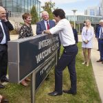Prime Minister Trudeau visits the VIDO facility on the University of Saskatchewan campus. | William DeKay photo