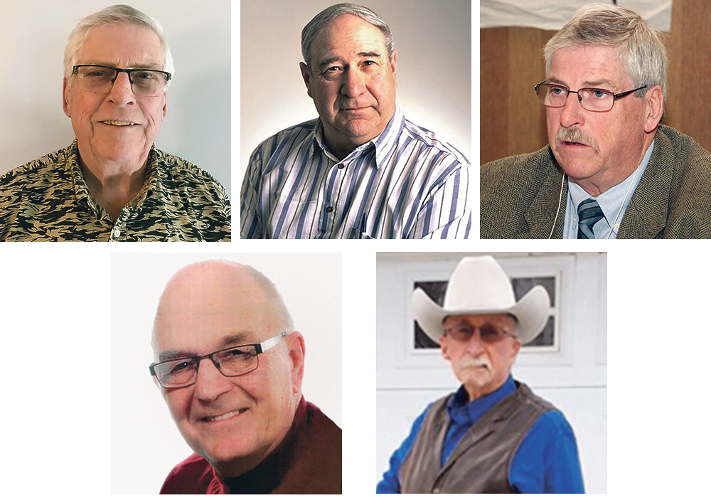 Clockwise from top left: William Cooper, Bill Farley, David Sefton, Murray McGillivray and Elvin Haupstein are the latest farm leaders inducted into the Saskatchewan Agricultural Hall of Fame.