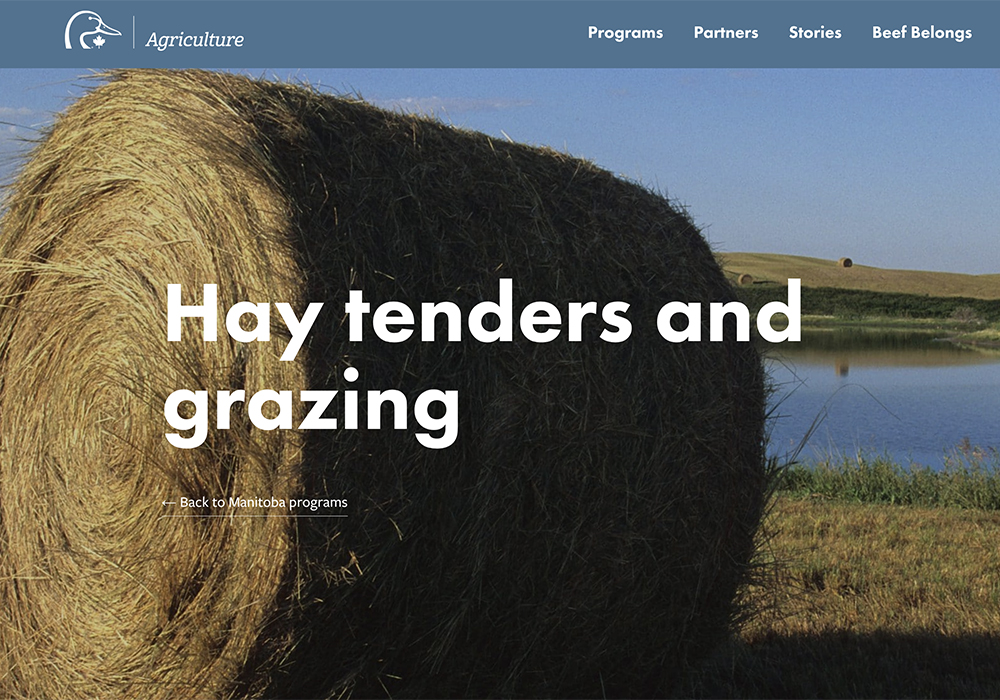 Producers have until June 29 to bid on hay land in 16 municipalities in southwestern Manitoba through the DUC Hay Tender Program. | Screencap via ducks.ca