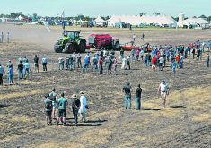Large crowds came out for the tillage equipment demonstrations at last week’s AIM farm show near Langham, Sask.  |  William DeKay photo