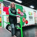 Luree Williamson, chief executive officer of Agriculture for Life, stands outside the new Know Your Food trailer, which will be taken across the province to help increase awareness of the Alberta food and agriculture industry. The trailer was open and on display at Edmonton’s K-Days. | Mary MacArthur photo