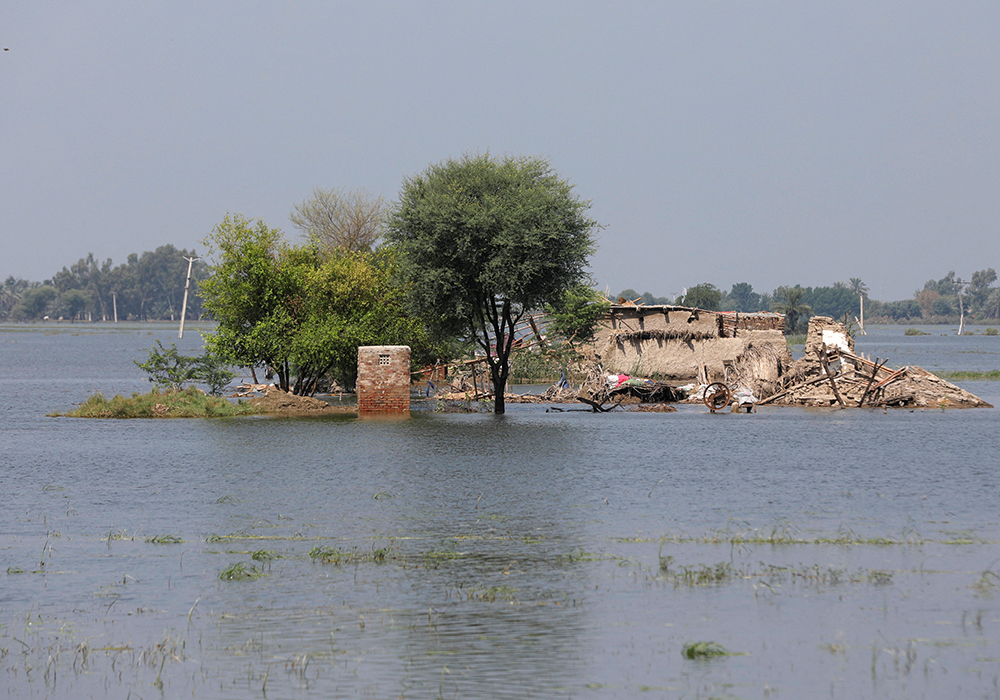 Unusually heavy monsoon rains triggered the floods that have submerged a third of the country and killed at least 1,191 people, including 380 children. The United Nations has appealed for US$160 million to help with what it calls an "unprecedented climate catastrophe". | Reuters/Akhtar Soomro photo